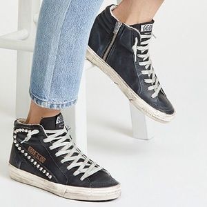 NEW Golden Goose Black Studded Slide